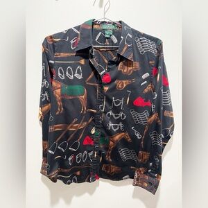 Ralph Lauren Womens Equestrian Horse Bridle Button Up